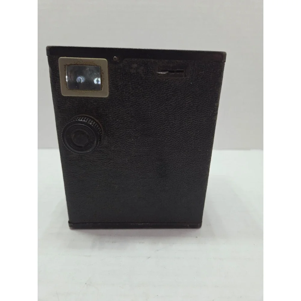 Vintage Ansco Shur-Shot Jr Box Camera Black Art Deco 120 Mid-Century UNTESTED